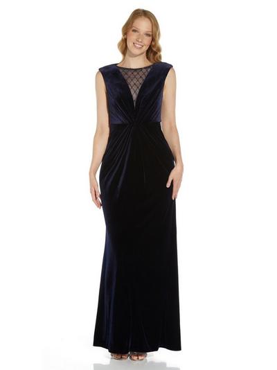 Adrianna Papell Midnight Beaded Velvet Mermaid Gown