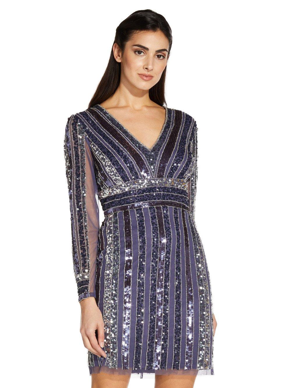 Dresses | Stripe Bead Sheath Dress | Adrianna Papell