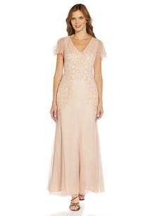 Papell Studio Pale Pink Beaded Long Dress