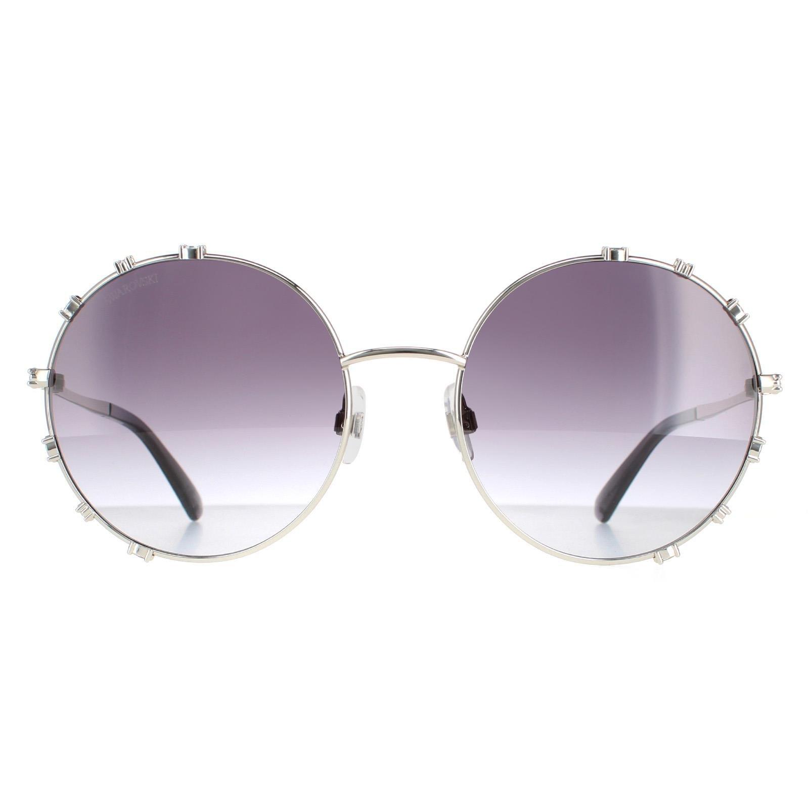 Sunglasses | Round Shiny Palladium Smoke Gradient SK0289 | Swarovski