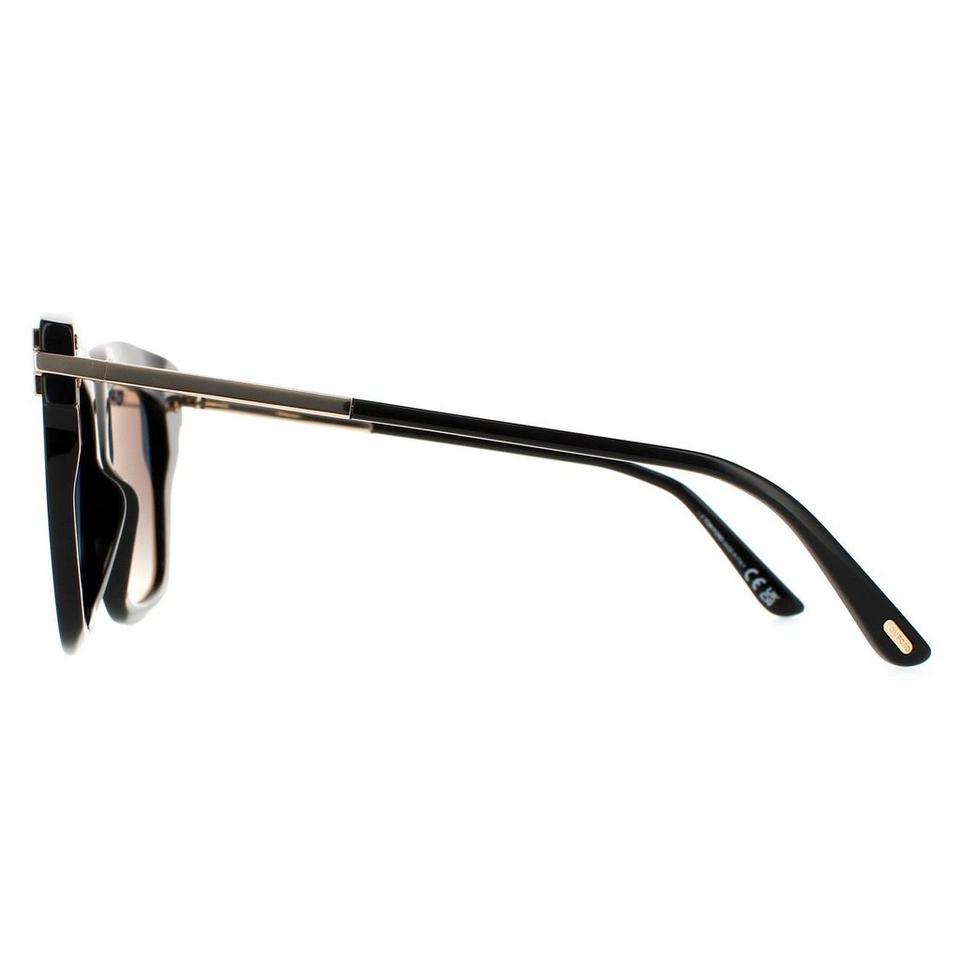 Sunglasses | Square Shiny Black Smoke Gradient Polarized | Tom Ford