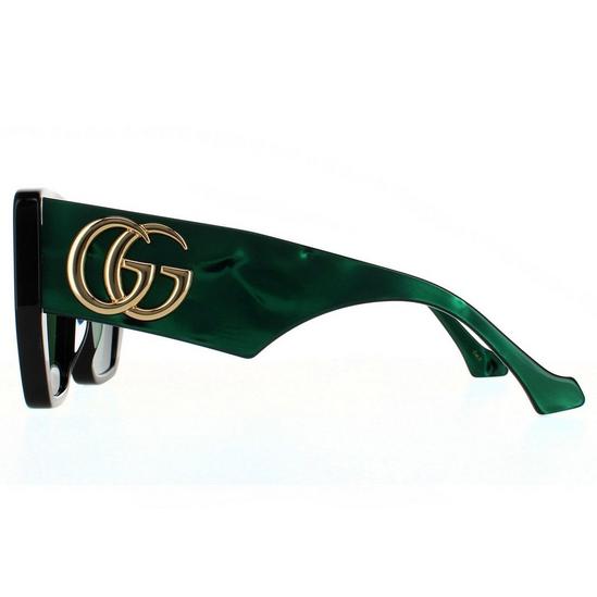 Sunglasses | Square Black and Green Swirl Green Sunglasses | Gucci