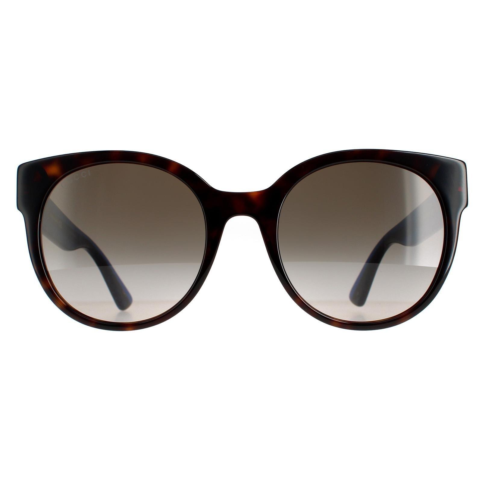 Sunglasses | Cat Eye Havana with Blue and Red Brown Gradient GG0035SN ...