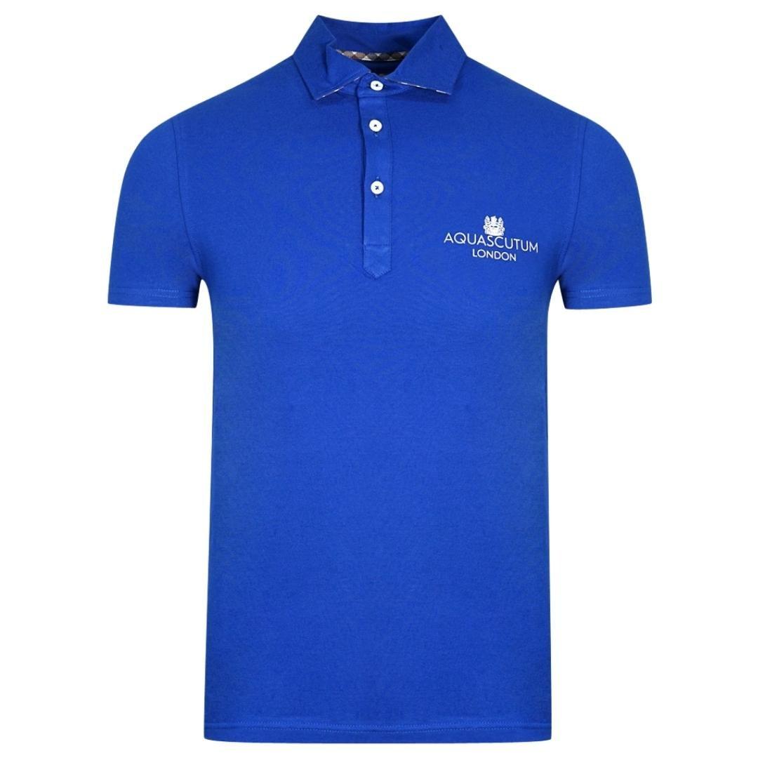 Polos | London Bold Logo Blue Polo Shirt | Aquascutum