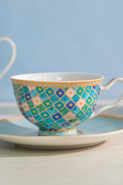 Maxwell & Williams Green Teas & C's Kasbah Mint 200ml Footed Cup and Saucer