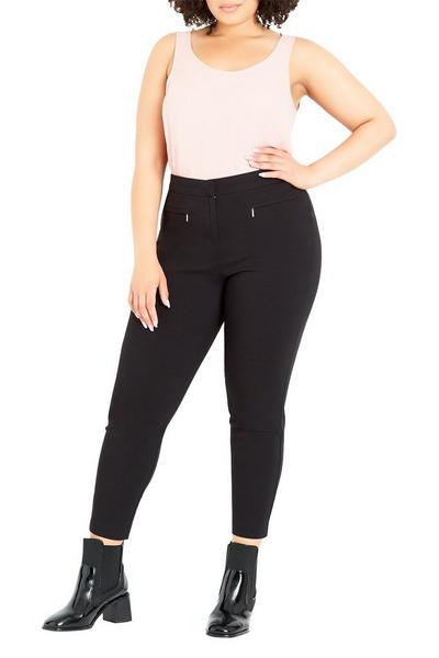 Evans Black Curve Fit Bengaline Tapered Trousers - Short