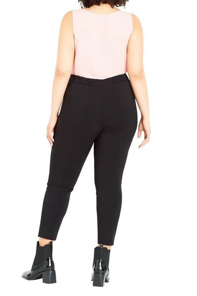 Evans Black Curve Fit Bengaline Tapered Trousers - Short