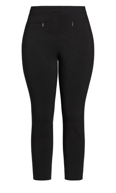Evans Black Curve Fit Bengaline Tapered Trousers - Short