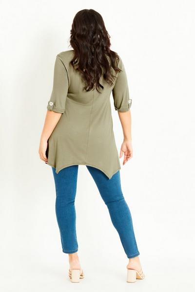 Evans Khaki Button Tab Top