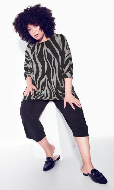Evans Grey Chill Print Tunic Top