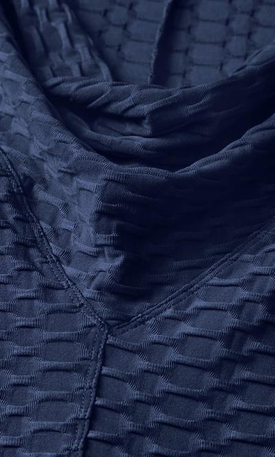 Avenue Navy Texture Cowl Tunic Top