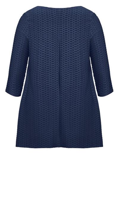 Avenue Navy Texture Cowl Tunic Top