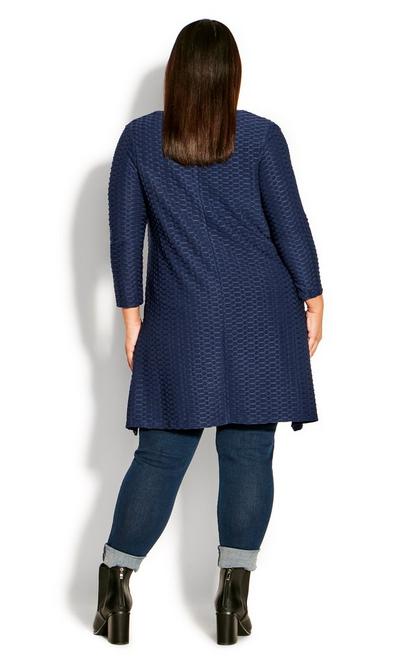 Avenue Navy Texture Cowl Tunic Top
