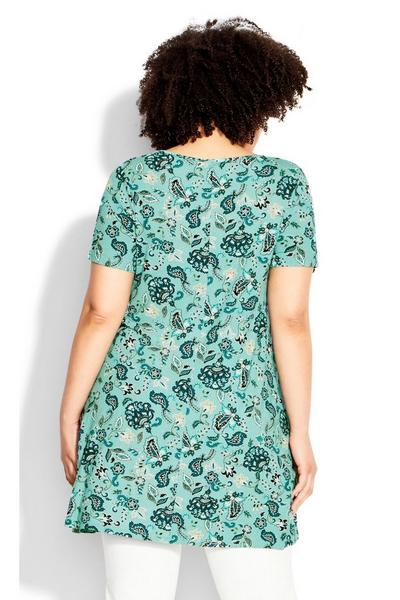 Avenue Light Blue Love Swing Print Tunic Top