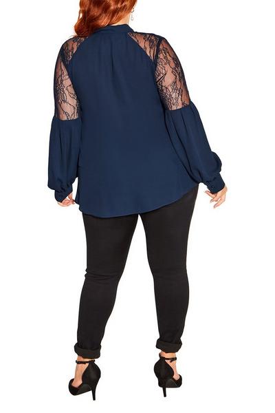City Chic Navy Mysterious Lace Top
