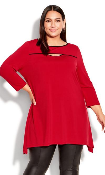 Avenue Red Vana Tunic Top