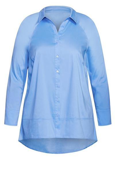 City Chic Blue Cotton Blend Shirt