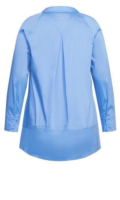 City Chic Blue Cotton Blend Shirt