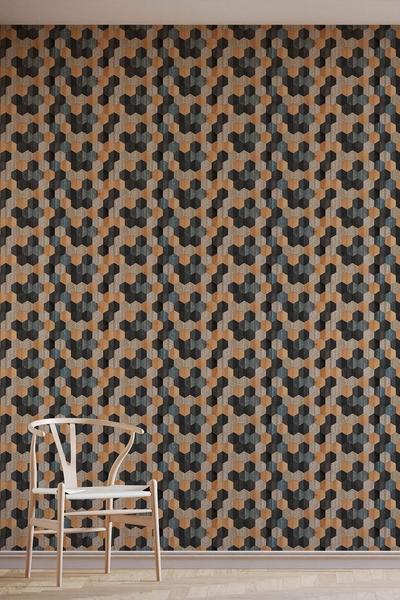 Bobbi Beck Multi Eco-Friendly Hexagonal Faux Wood Wallpaper