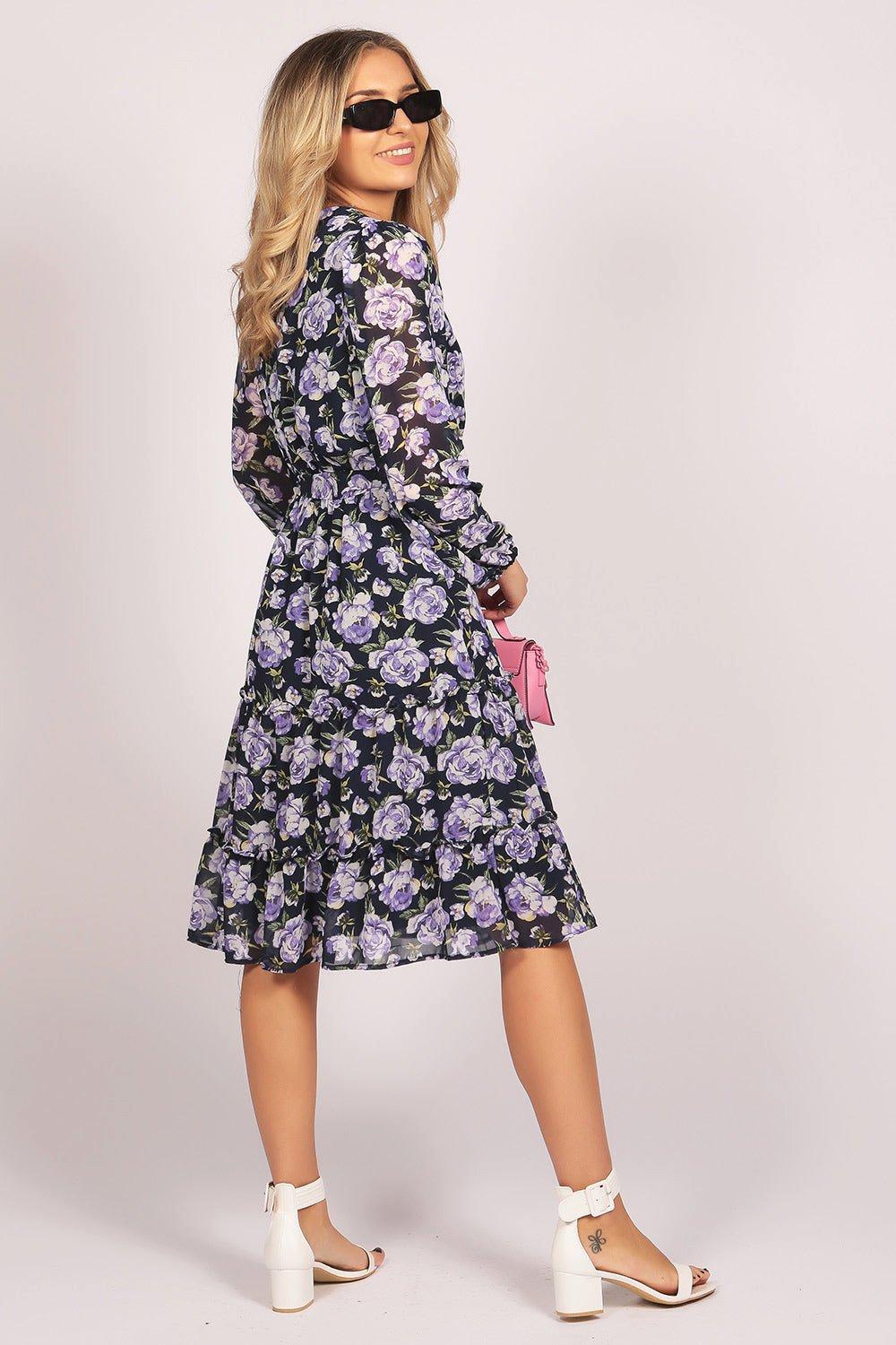 Dresses | Full Sleeve Floral Layer Midi Dress | TENKI