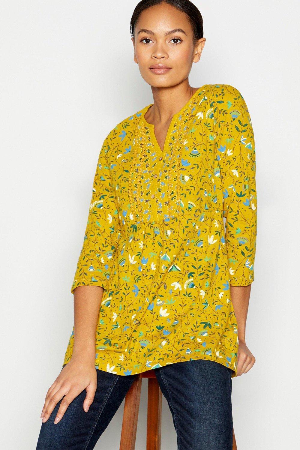 Mantaray Stem Floral Notch Neck Tunic | Debenhams