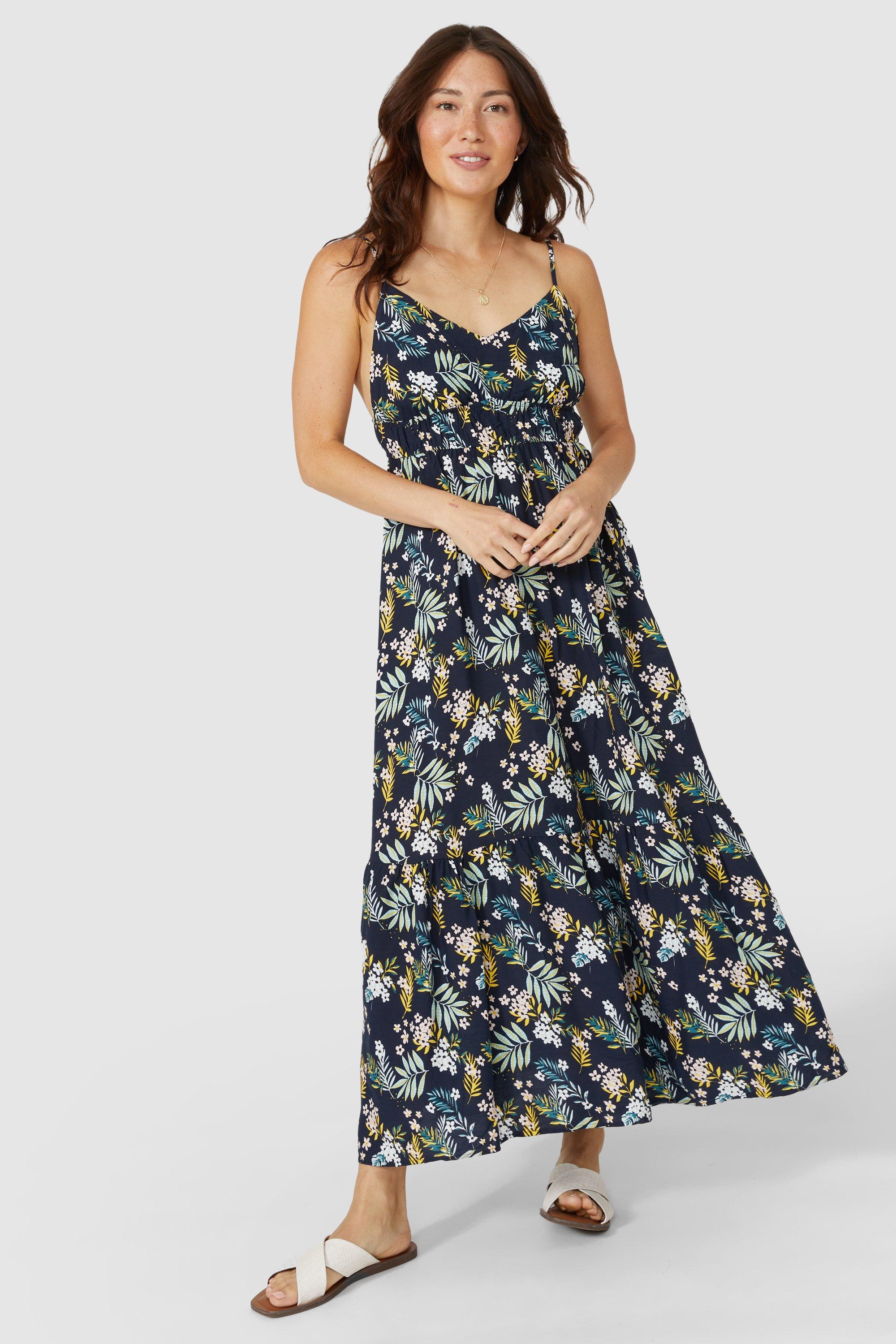 Dresses | Strappy Floral Print Maxi Dress | Mantaray