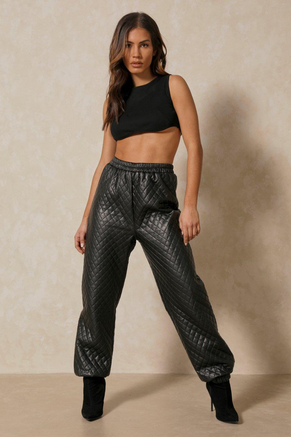 Leather discount joggers boohoo