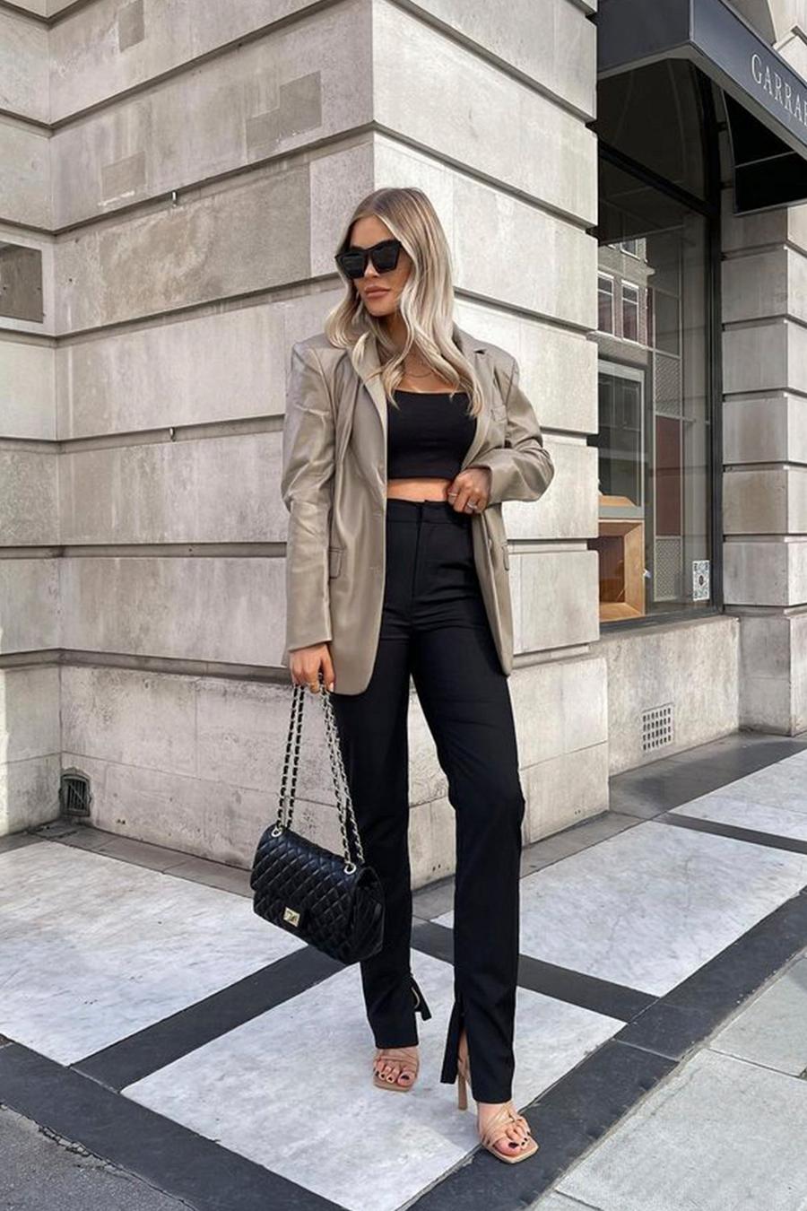 Black Tailored Zip Ankle Trousers image number 1