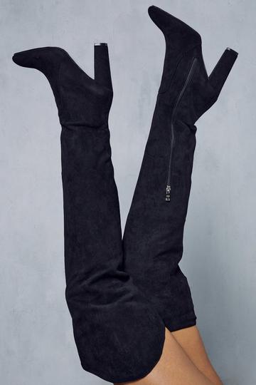 Black Faux Suede Extreme Thigh High Boots