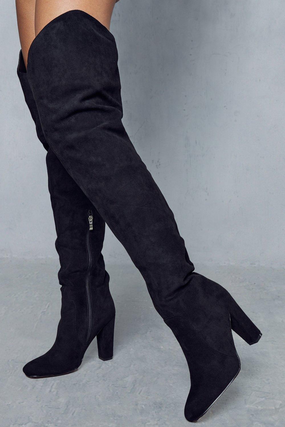 Black suede thigh high deals boots