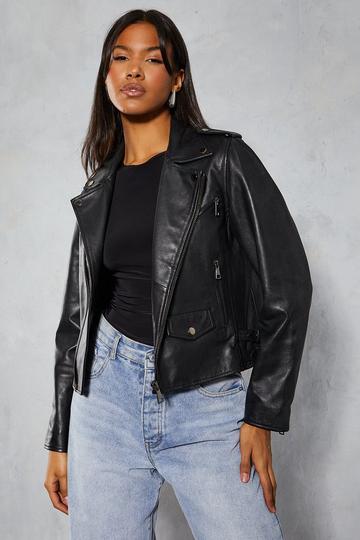 Premium Leather Biker Jacket black