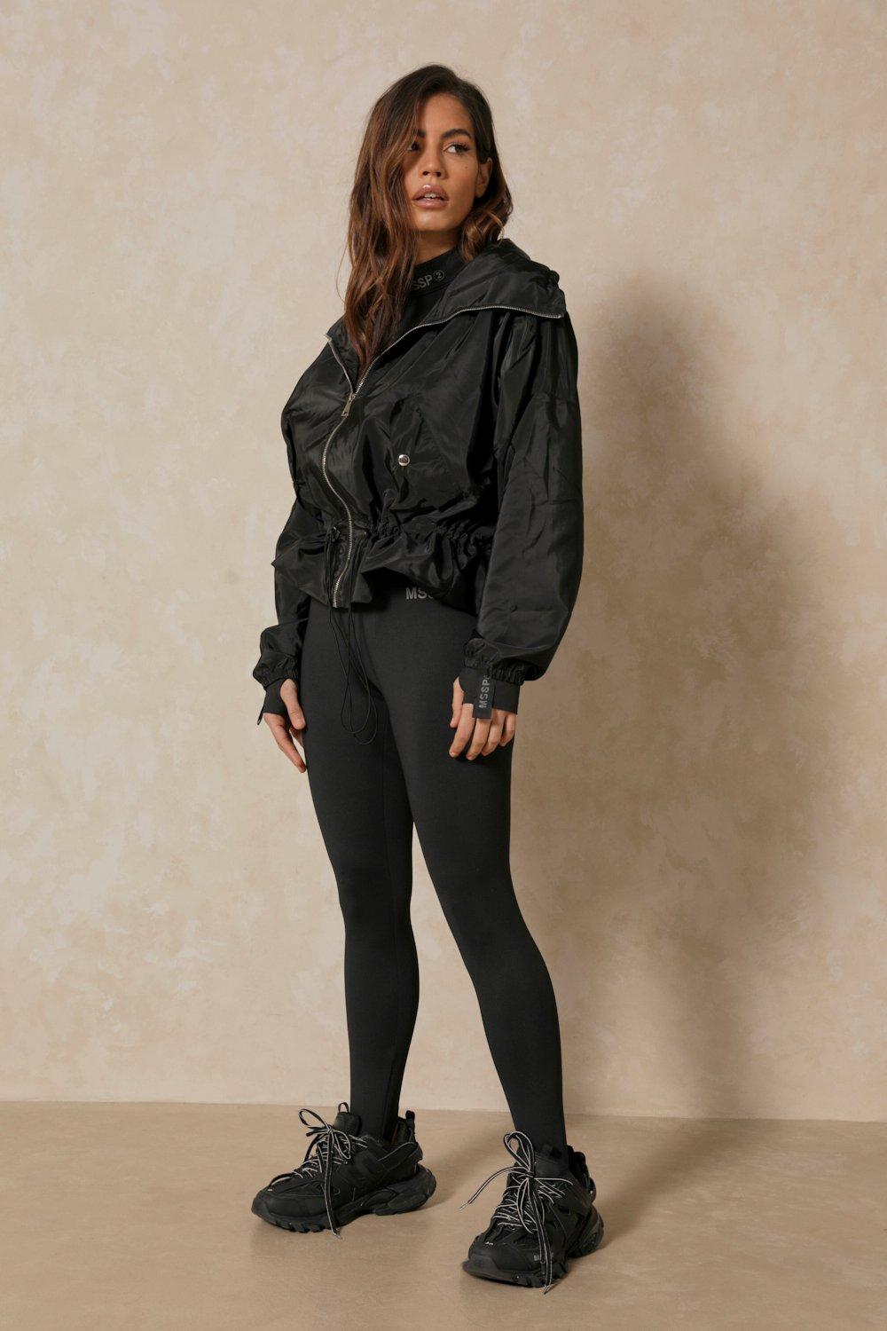 Peplum Drawstring Windbreaker Jacket