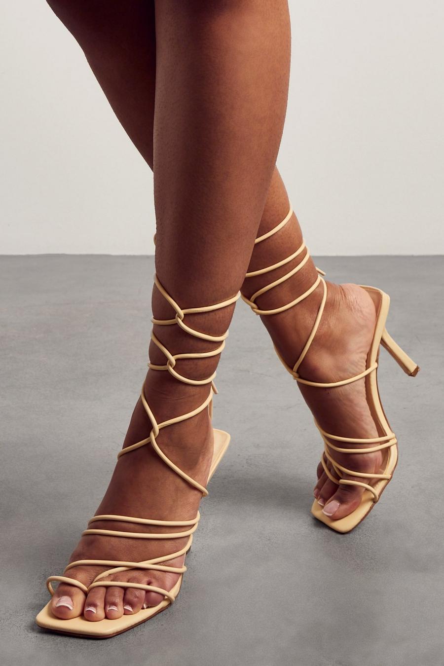 Vanilla Lace Up Strappy Heels image number 1