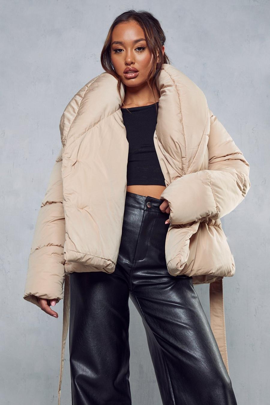 Camel Oversized Collared Puffer Coat image number 1