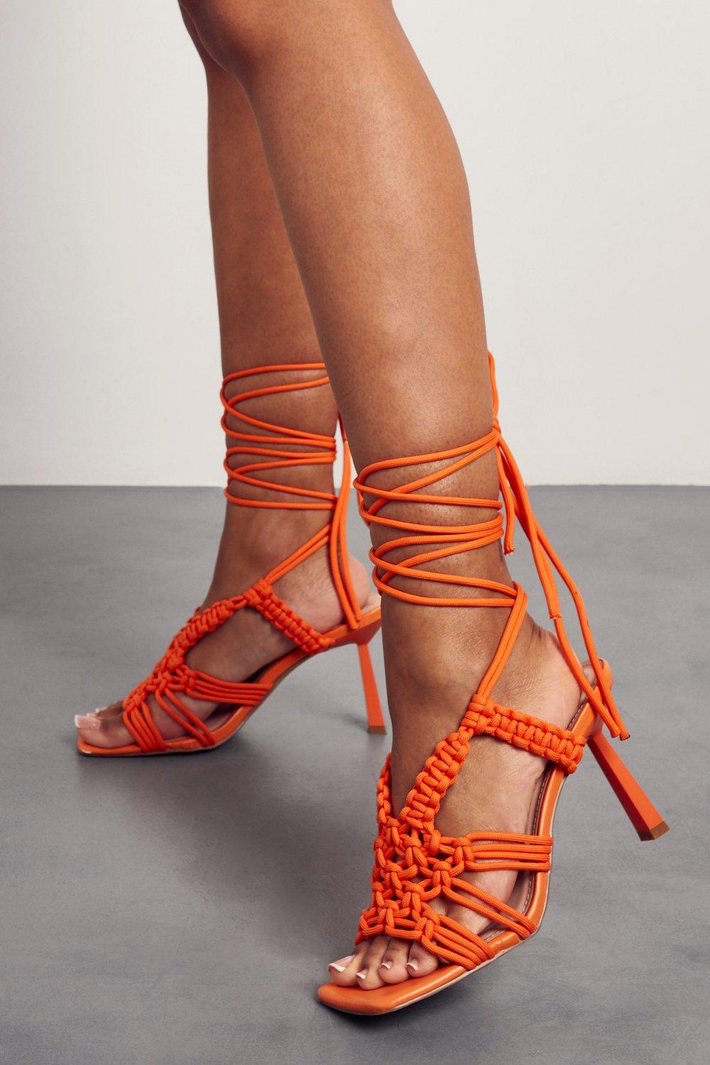 Lace up 2024 neon heels