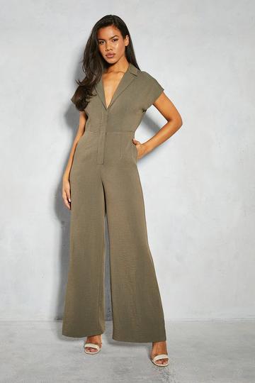 Linen Look Wide Leg Jumpsuit olive