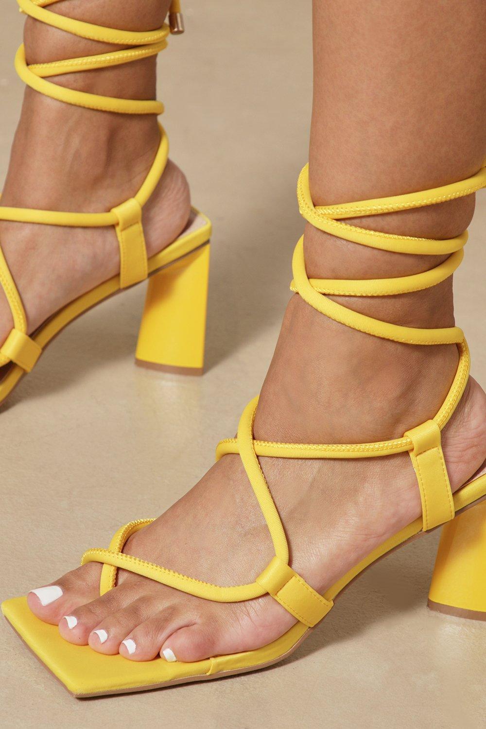 Yellow mid hot sale heel sandals