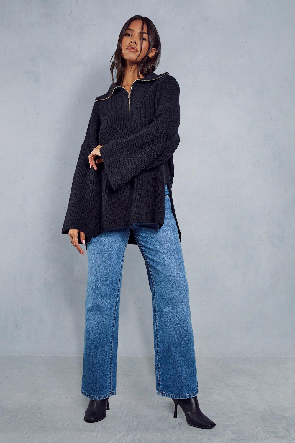 High neck jumper hot sale with zip