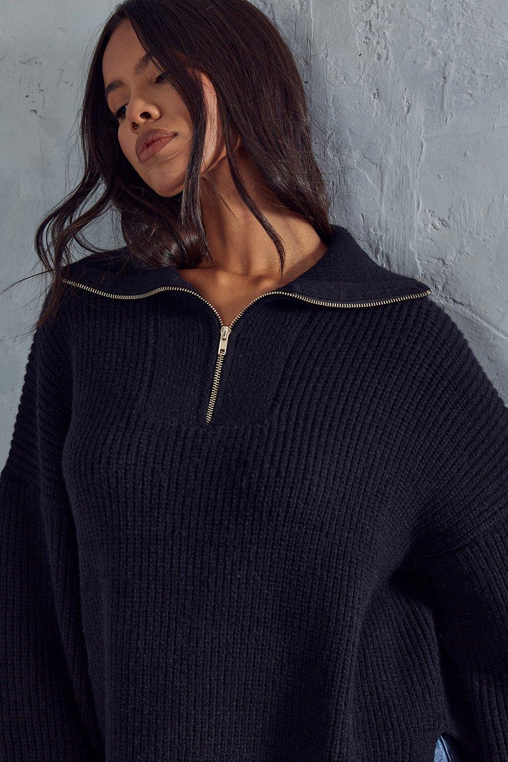 High neck zip jumper on sale womens