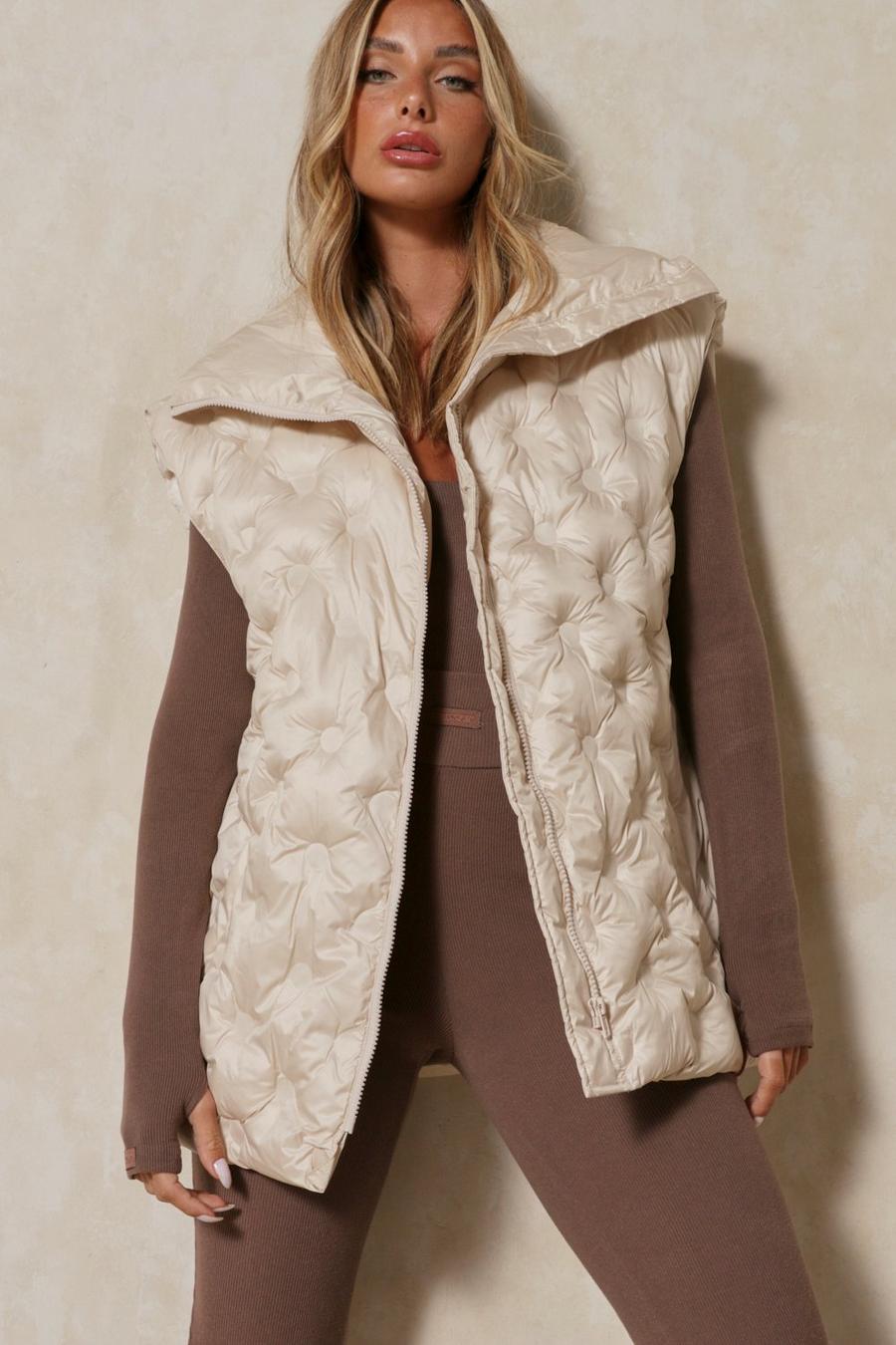 Ivory Pintuck Puffer Oversized Gilet image number 1