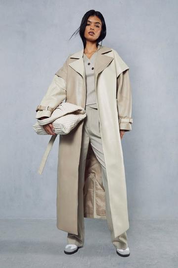 Monochrome Longline Trench Coat stone