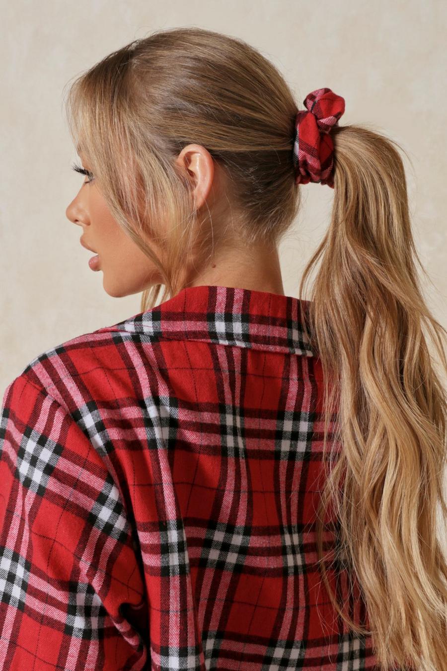 Red Check Elasticated Scrunchie
