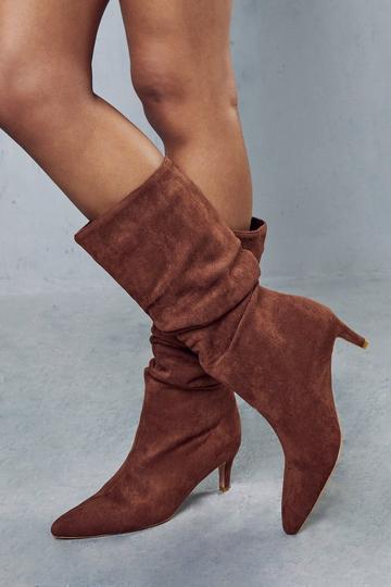 Faux Suede Mid Heel Ankle Fresh Rosewater chocolate
