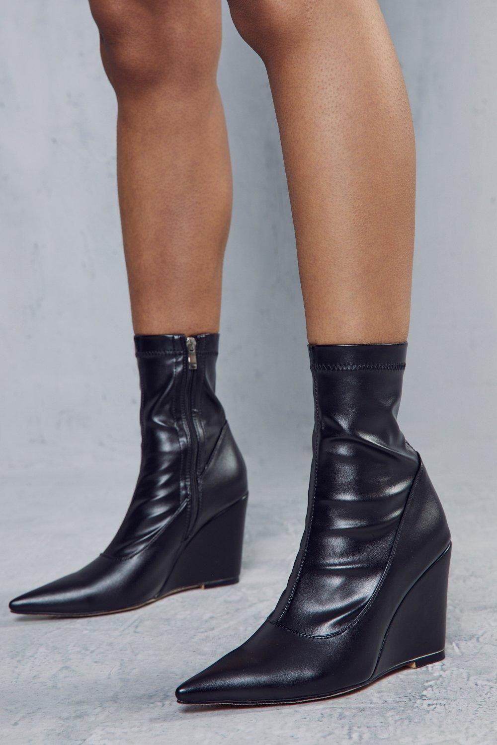 Leather wedge ankle store boots uk