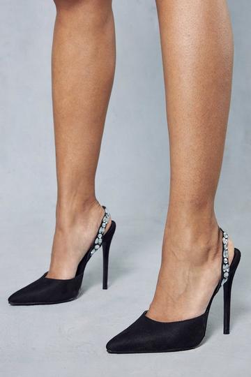 Jewelled Sling Back Heels black