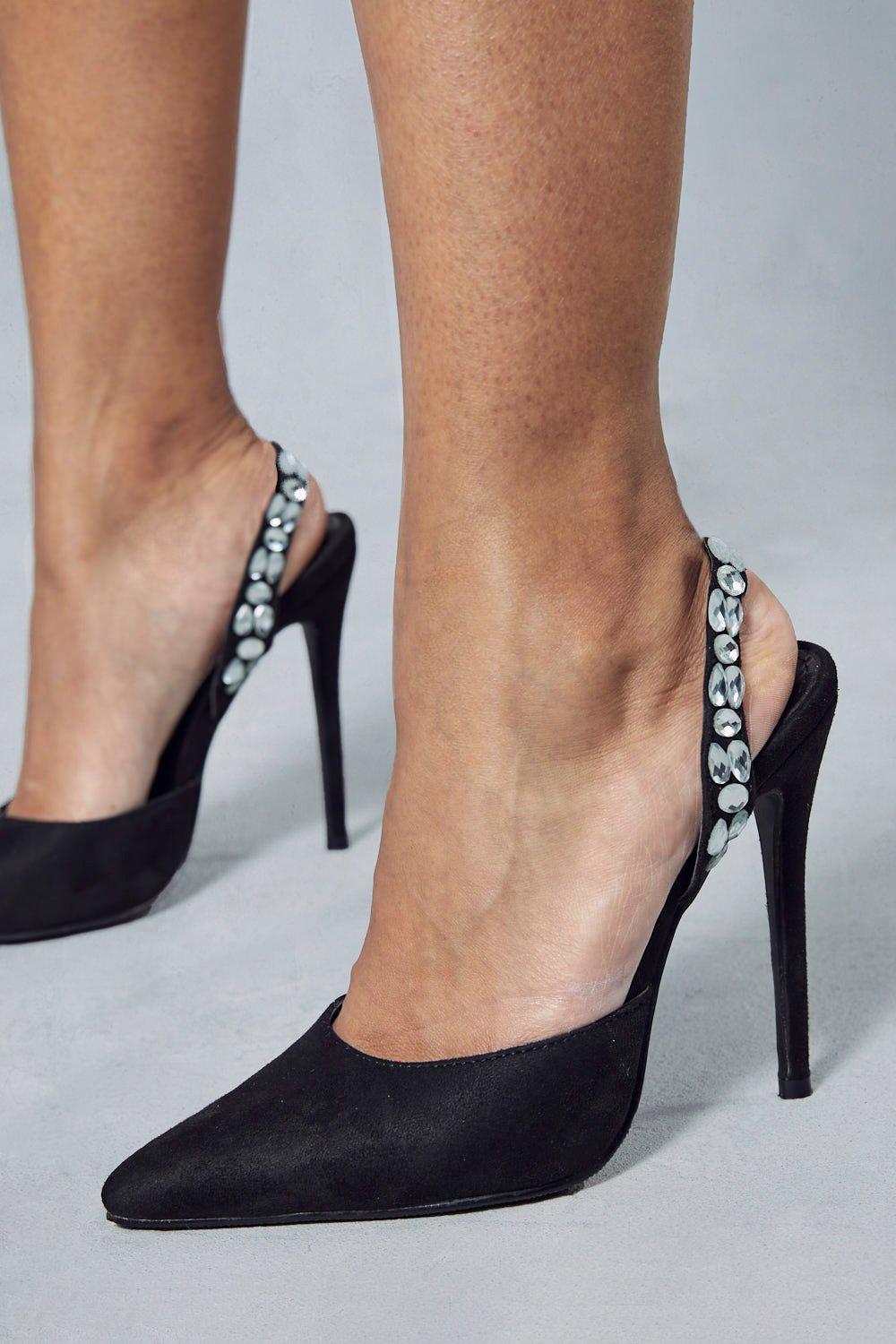 Jewelled ankle 2024 strap heels