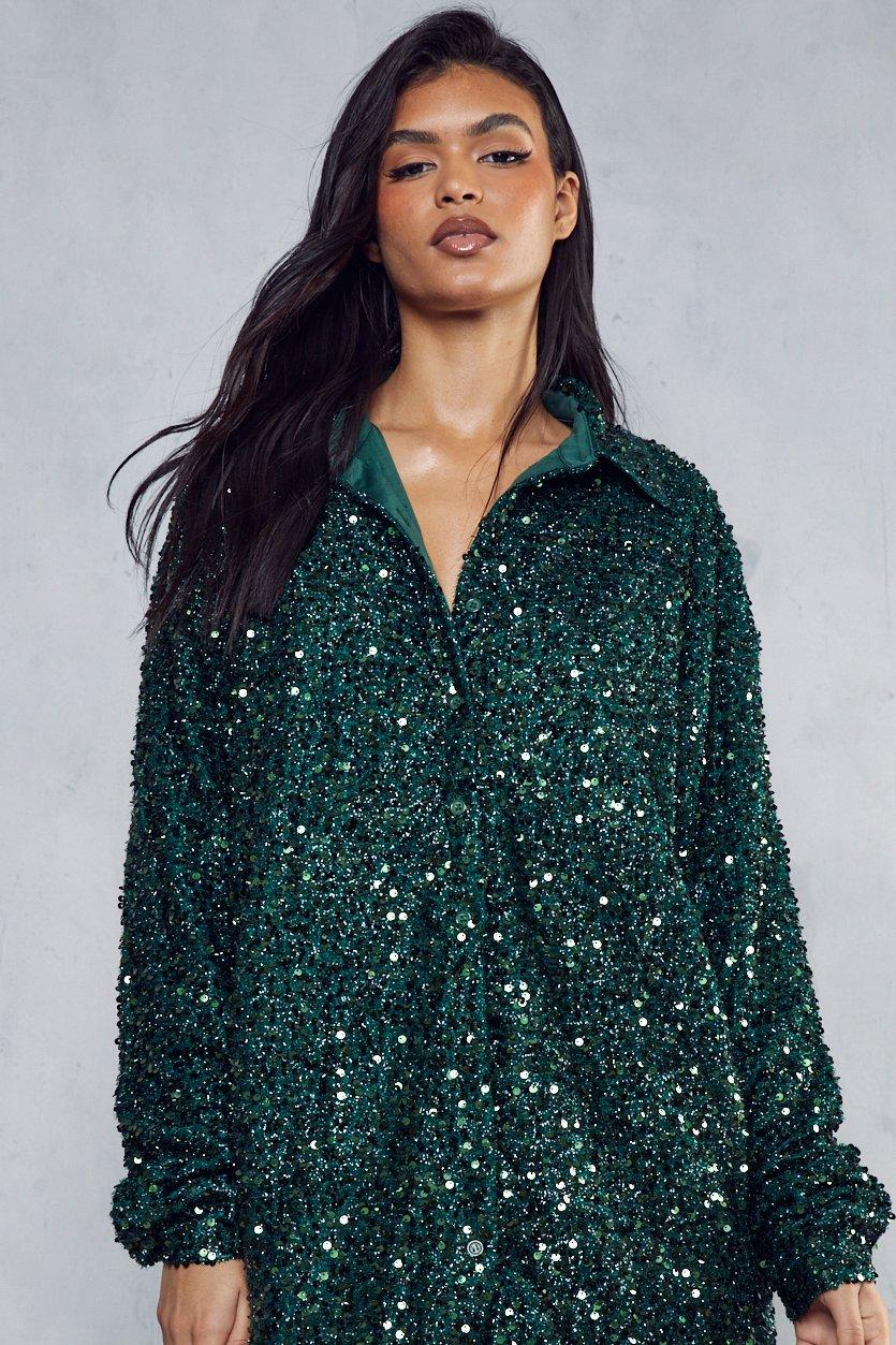 Oversized sequin store shirt dress