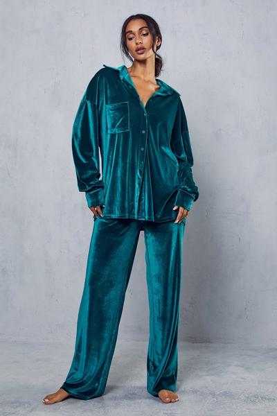 MissPap green Luxe Velour Oversized Pyjama Set