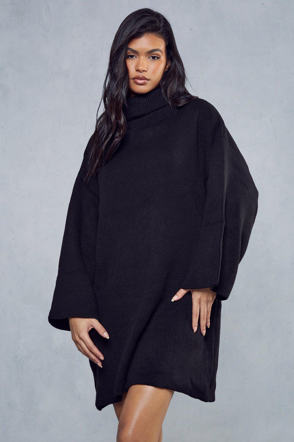 Misspap Oversized Turtle Neck Knitted Dress Boohoo UK