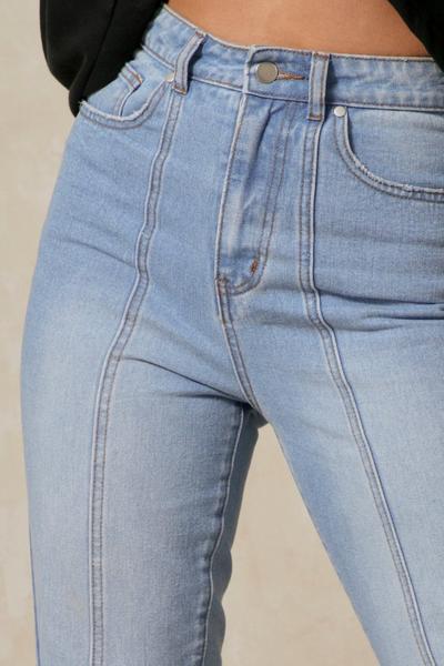 MissPap vintage wash Zip Detail Straight Leg Jean